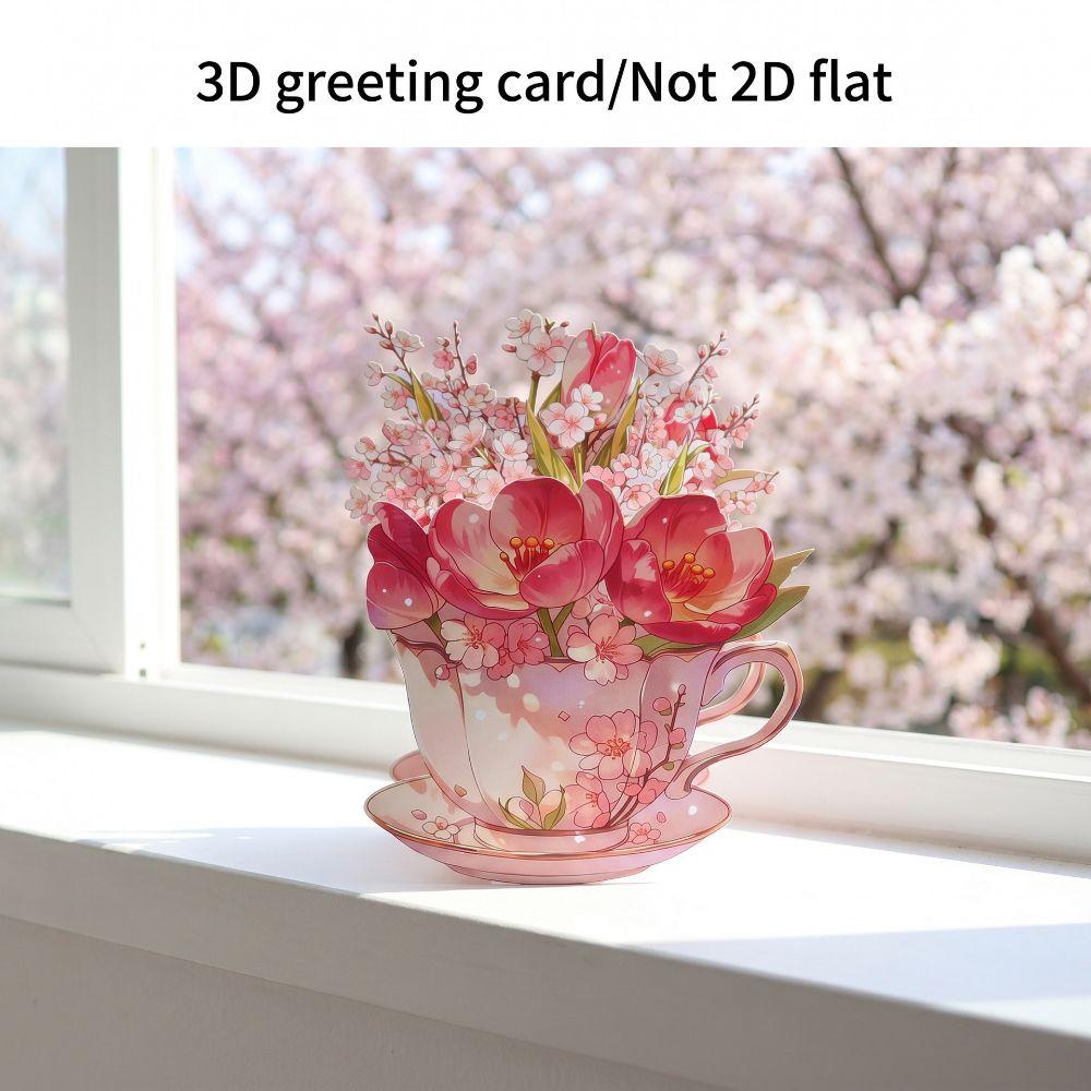 Flower Basket Pop Up Greeting Card Multicolor Flower Bouquet Card for Mother's Day