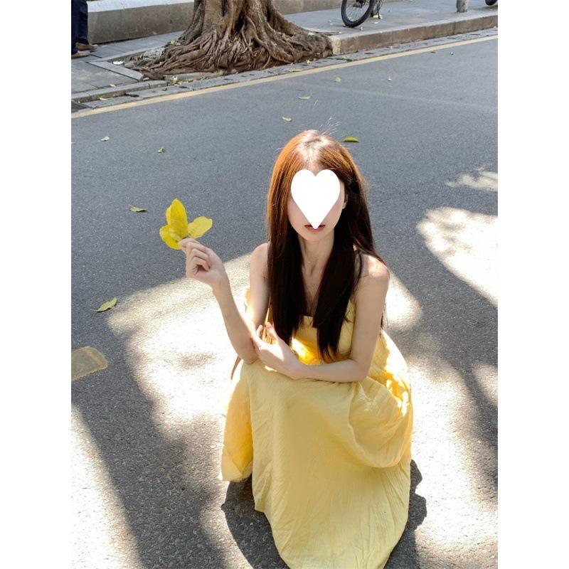 Small suspender dress women's summer new waist temperament long dress seaside vacation dress