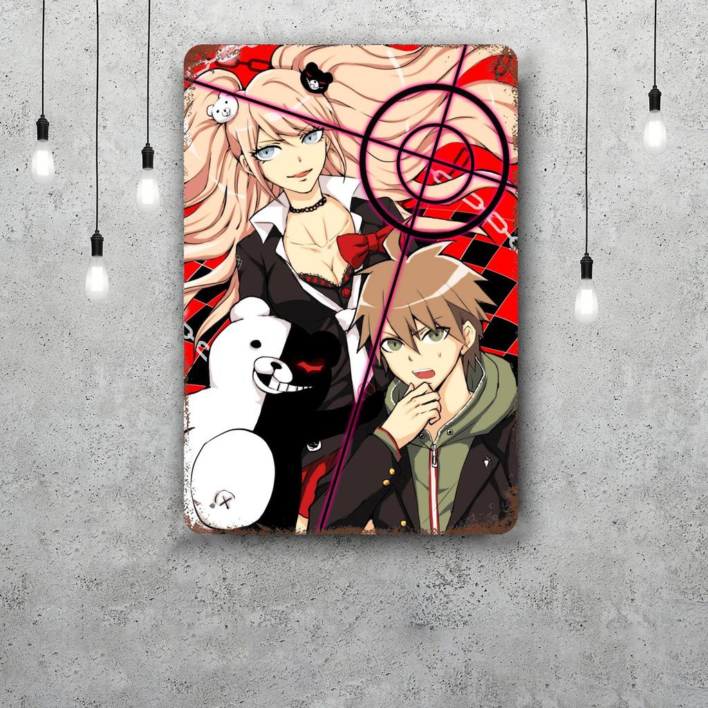 monokuma Cartoon Retro Vintage Tin Sign Poster Decorative Plaque Metal Plate Wall Decor