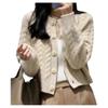 Women's Autumn Wool Cardigan - Round Neck Twist Knit Sweater, Solid Color Loose Fit