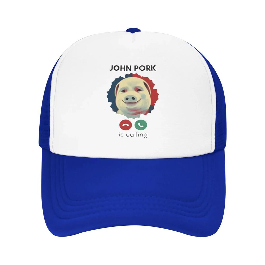 New Design Funny John Pork Is Calling Camping Mesh Baseball Caps Women Men Summer Humor Pig Beach Hat Fishing Trucker Cap