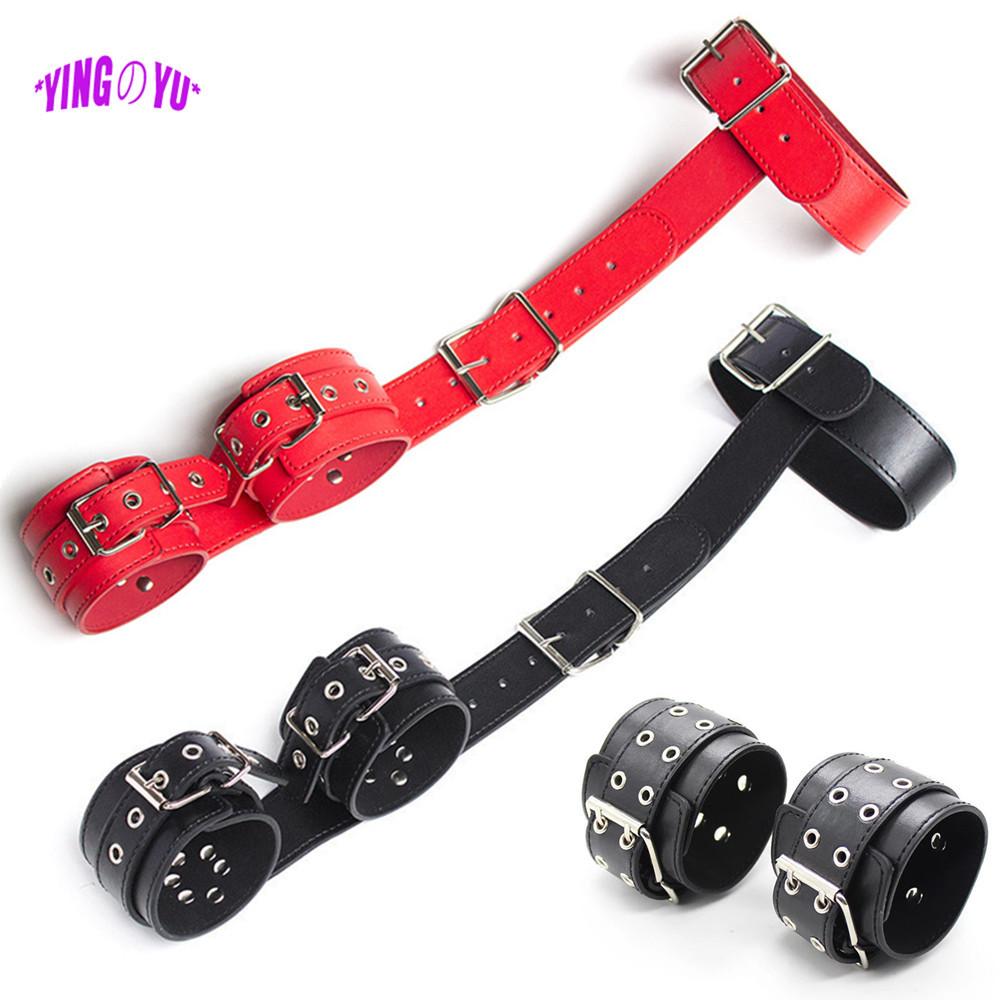 Women Sexy Lingerie Leather Bondage Restraints Slave Neck Collar Handcuffs Ankle Cuff Fetish Bdsm Adult Sex Toys for Couple