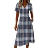 Ladies' Plaid Casual Fashionable Short Sleeved V-neck Dress