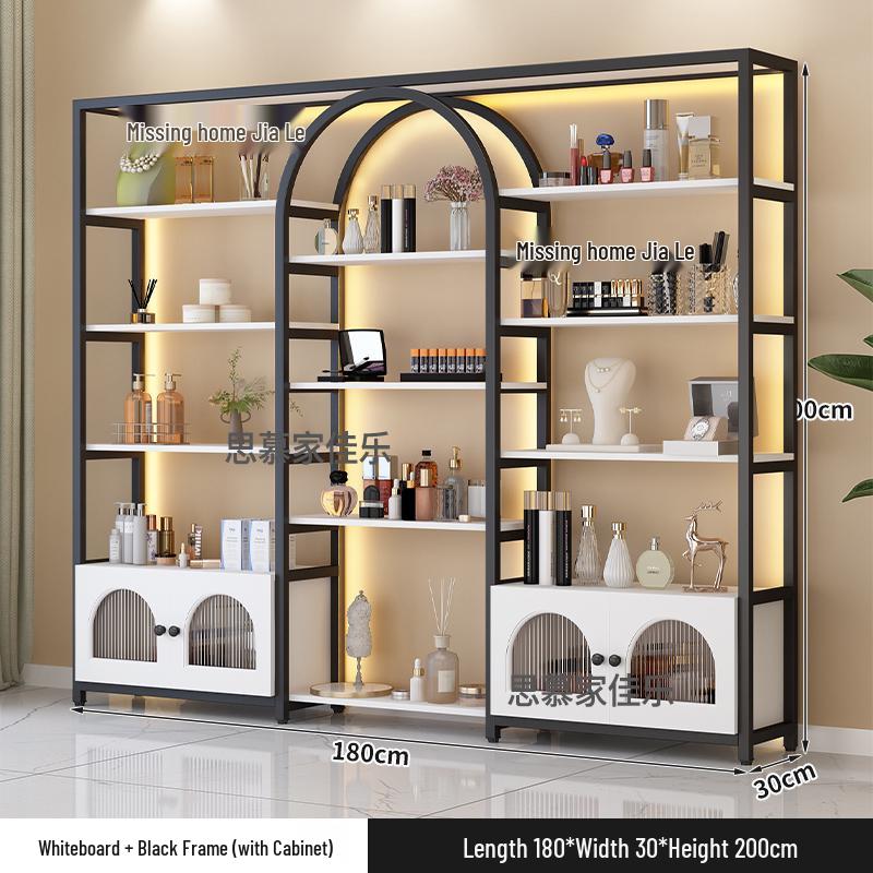 Illuminated Multi-Layer Cosmetic Display Shelf for Salons and Barbershops