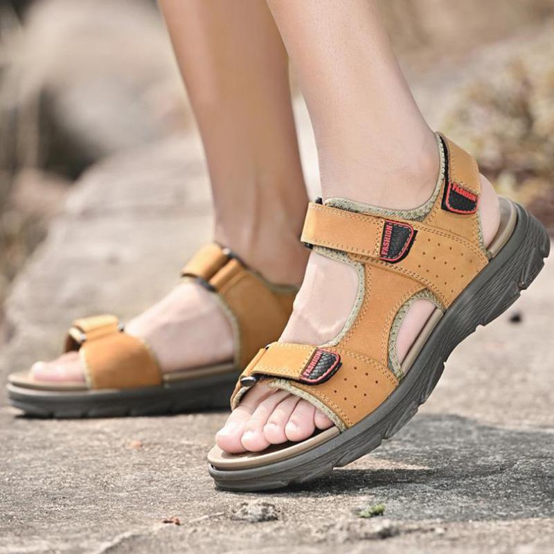 

Men Sandals Casual Lightweight Comfortable High Quality Non-slip Open-toe Solid Color Shoes Sandalias De Verano Para Hombres 46 золотий жовтий колір