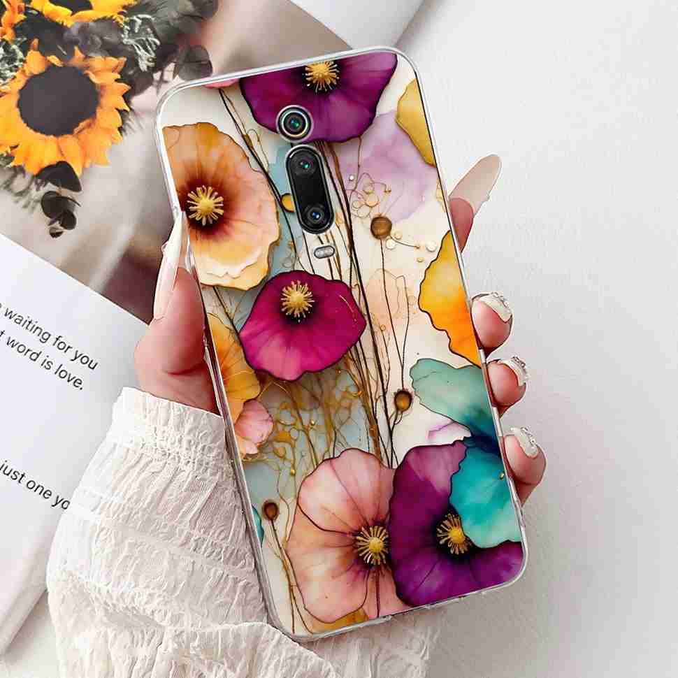 For Xiaomi Mi 9T M1903F10G Case Fashion Painting Soft Silicone TPU Cover For Xiaomi Mi 9T Mi9t 6.39" Flower Girl Phone Casing