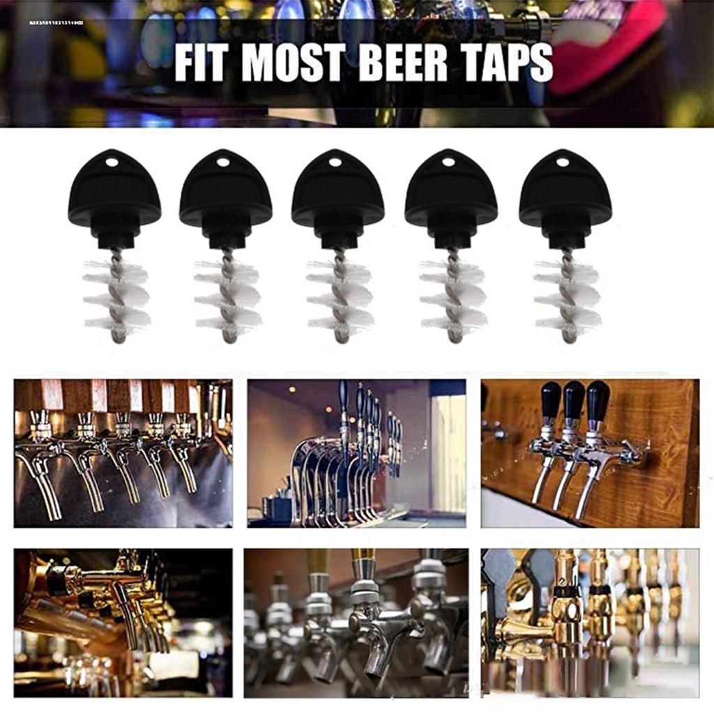 Pack Of 5 Beer Tap Plug Covers and Cleaning Brushes for Draft Beer Faucets Ensuring Clean and Fresh Taps