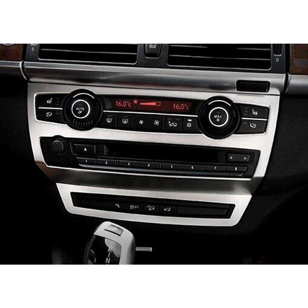 2Pc/Set Stainless Steel Center Radio Panel Trim Cover For BMW X5 E70 E71 08-13