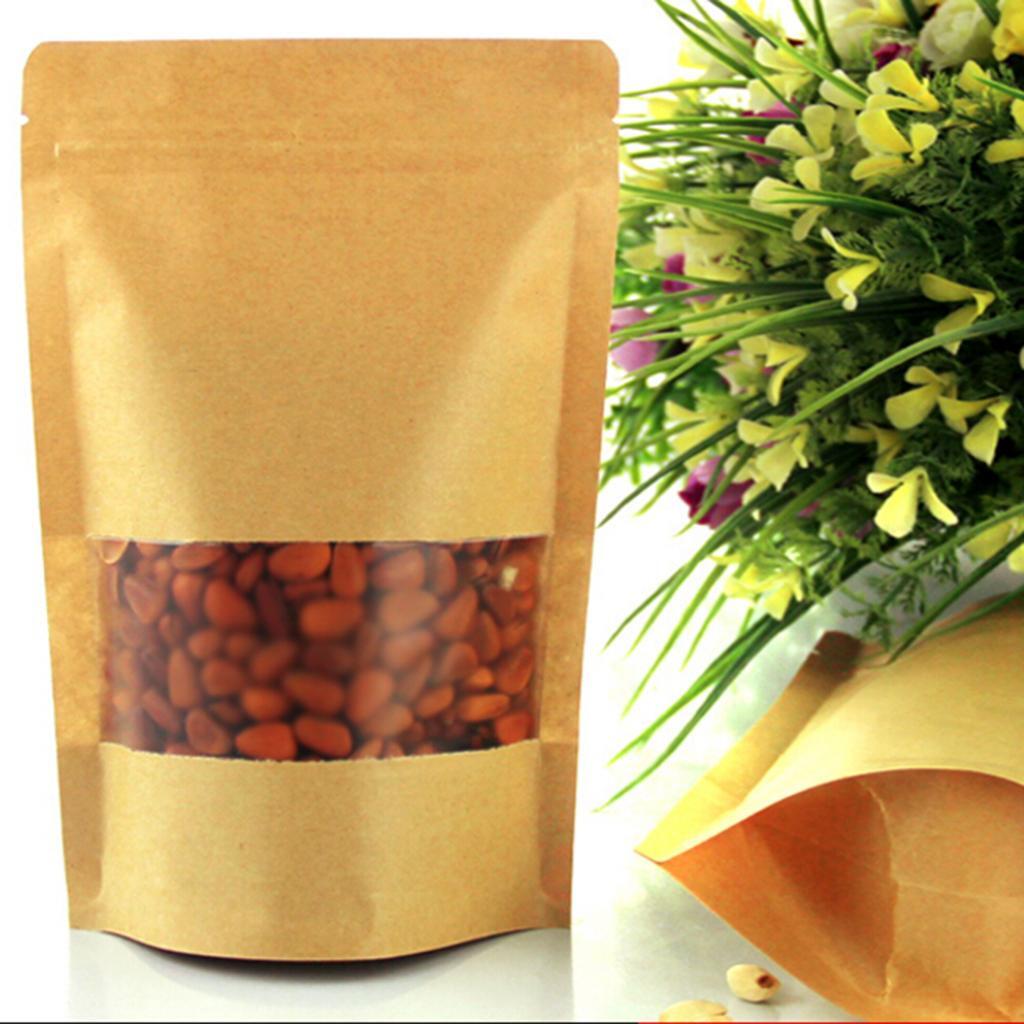 Pack of 50 Kraft Paper Bags with Zipper Closure and Window 18x26 4 Convenient and Stylish Packaging Option
