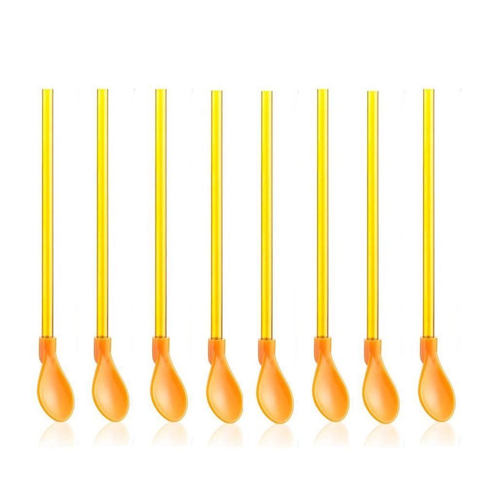 

8Pcs Hot Reusable Detachable Straws Colorful Party Supplies Spoon Straws Seabeach Summer Beach Stirring Spoon Smoothies