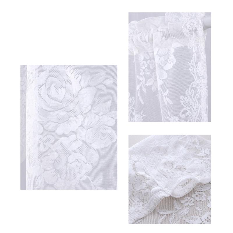 Polyester Lace Window Curtain Elegant Tasseled Lace Weaving Designing Curtains to Any Space Decoration Short Drape