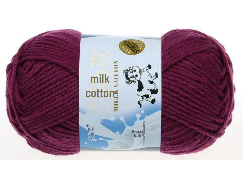 5-Strand Milk Cotton Baby Wool Hat & Scarf Hand-Woven Medium-Thick Yarn Set