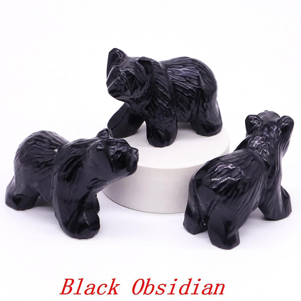 

Natural 2 Crystal Bear Figurine Healing Stone Carved Animals Reiki Crafts Small Statue Decoration Home Decor Present Souvenir 1pcs