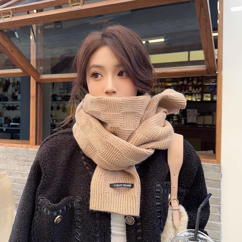 New Red Wool Scarf Women's Winter Senior Sense Versatile Student Christmas Gift Knitted Couple Scarf