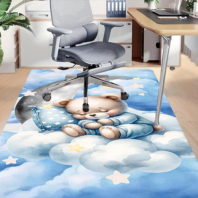 1PC Bear Moon Non-Slip Floor Carpet Compatible for Office&Living Room&Bedroom&Dining Room - Flat-Weave Machine-W324
