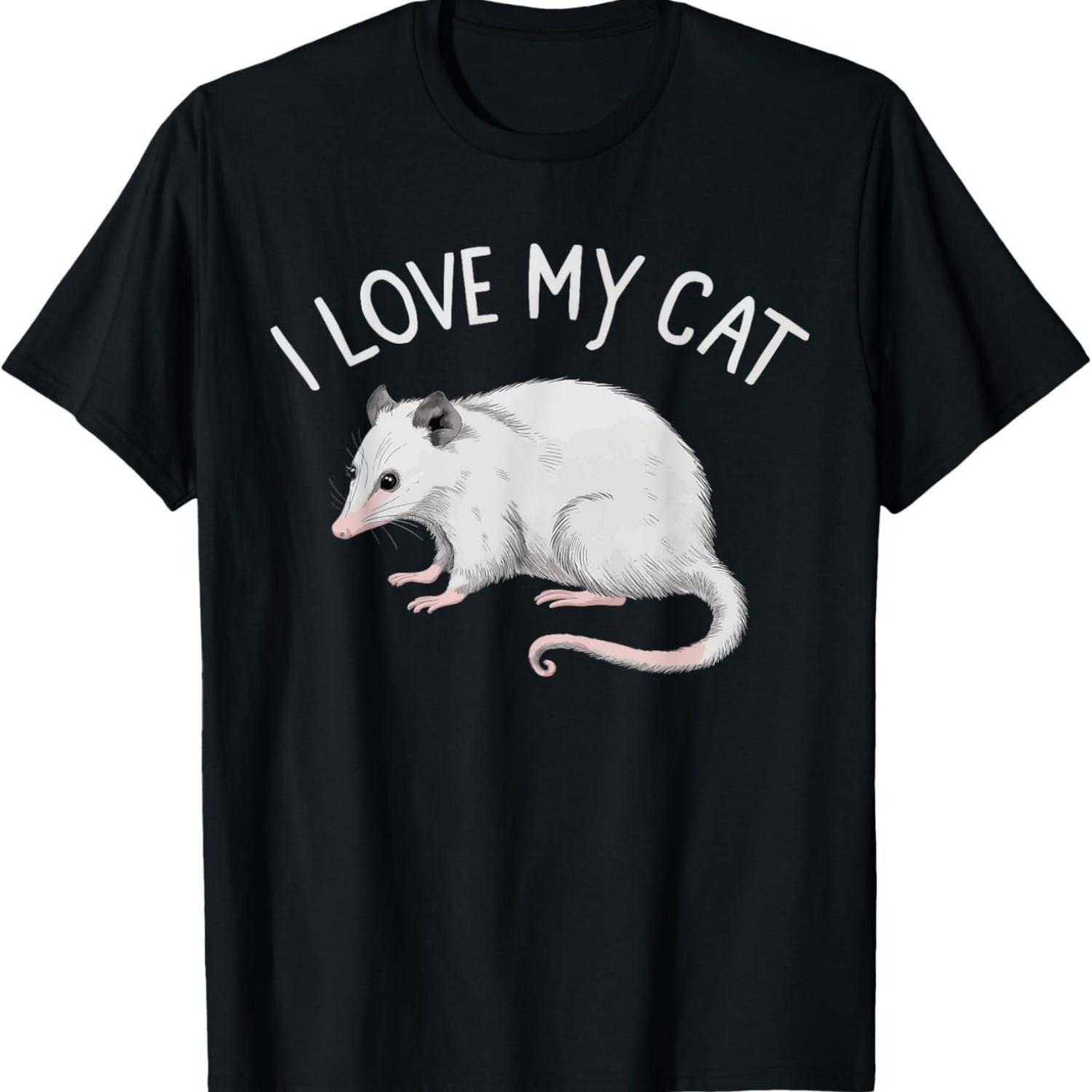 

I Love My Cat Opossum T-Shirt for Men Women Kids S чёрный