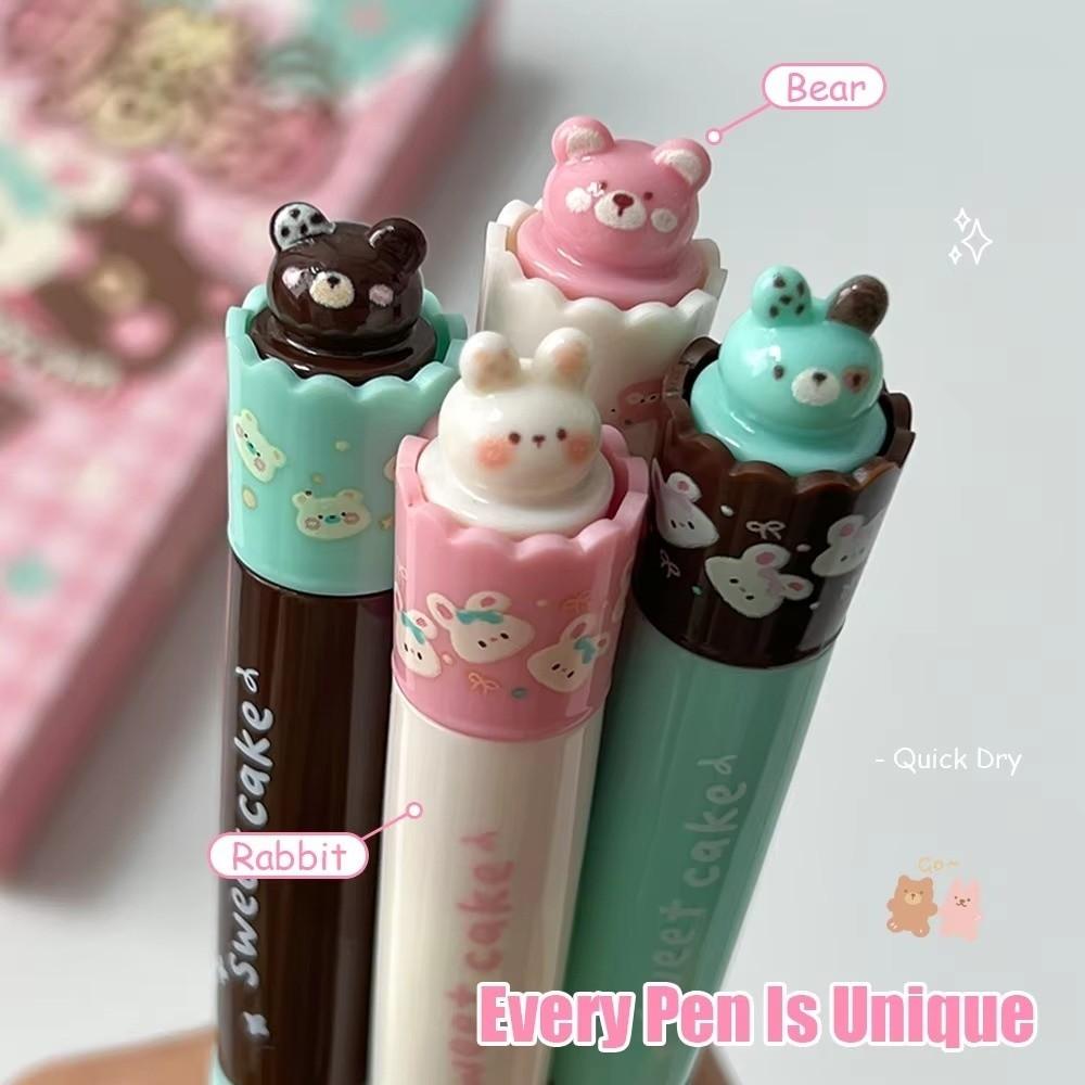 4PCS Smooth Writing Teacup Dog Gel Pen 0.5mm Stationery Pen Funny Quick-drying Black Pen Office Use