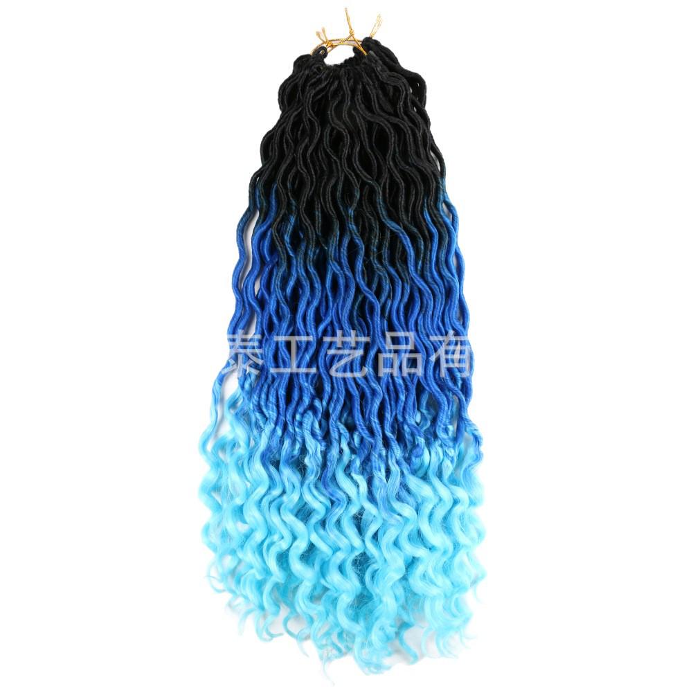 Farbverlauf Lange Lockige Perücke - Afrikanisch Europäisch Amerikanisch Faux Locs Synthetische Faser Extensions