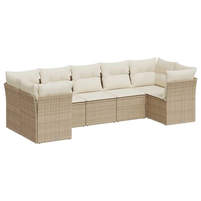 VidaXL Garden Lounge Set with Cushions 7 Pcs Beige Braided Resin 3218118