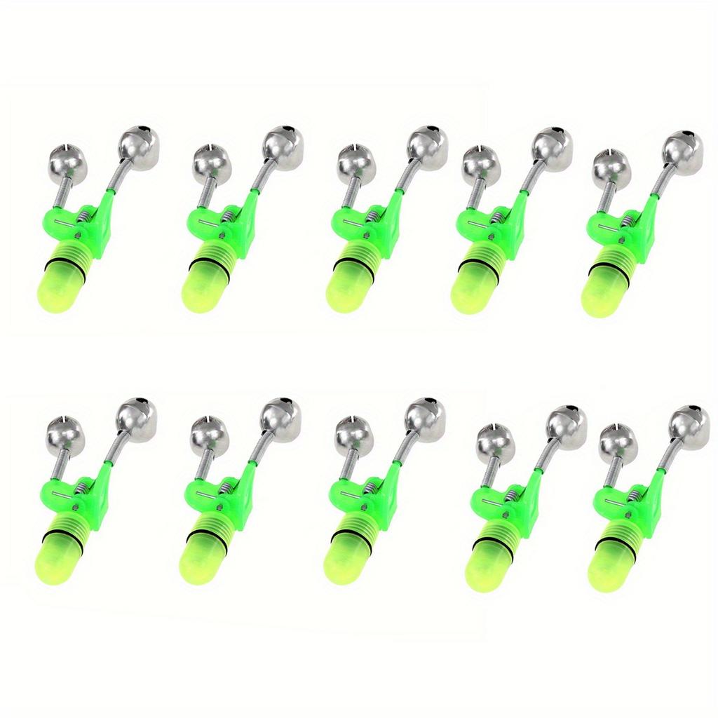 10pcs Fishing Bite Alarm Bells Glow in Dark Fishing Bell Alarm for Outdoor Night Fishing Activity