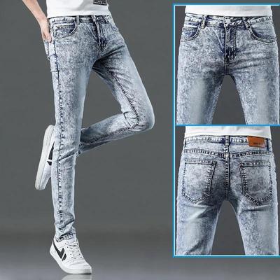 Džínsové pánske nohavice Spring Feet Pants Tenké Stretch Ležérne dlhé nohavice Pánske nohavice