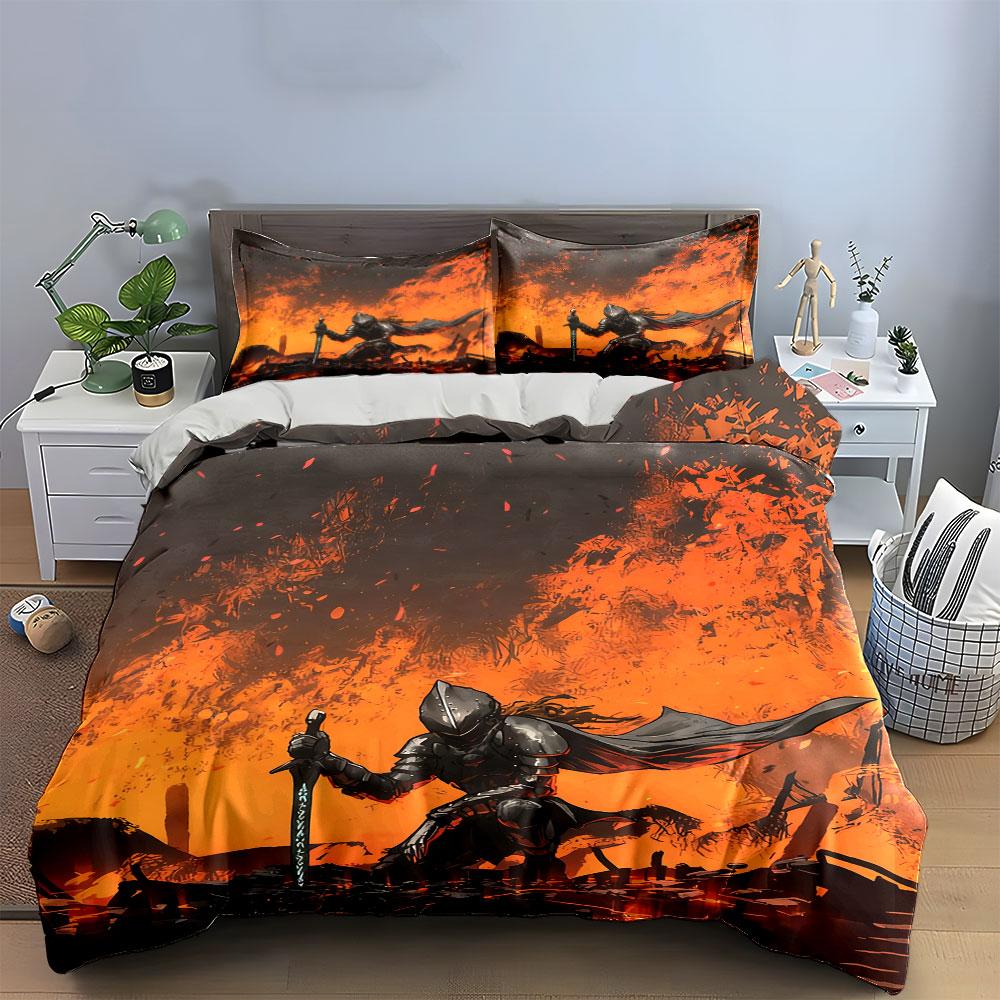 Medieval Knight Battle Decor Set Soft Comfortable Duvet Cover Bedding Set Included 1*Duvet Cover & 2*Pillowcases, Gift
