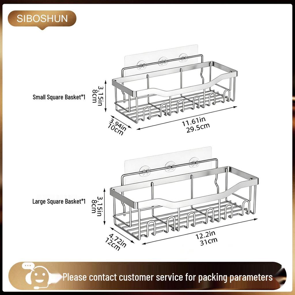 Punch-Free Wall-Mounted Bathroom Storage Rack and Organizer Shelf