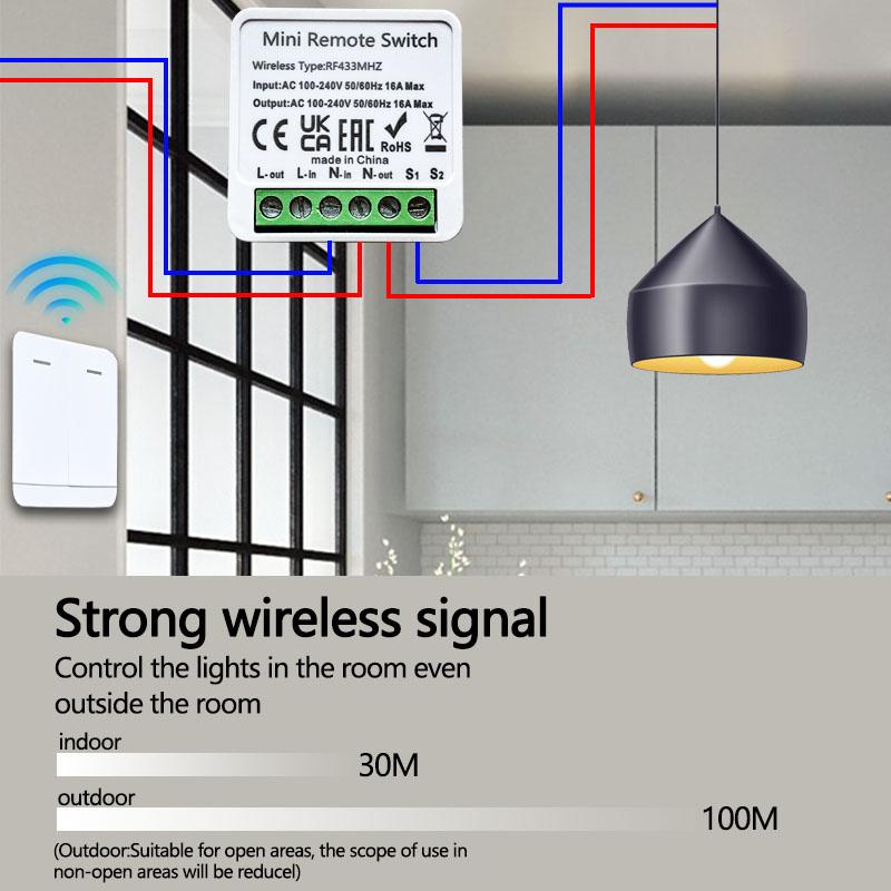 RF 433MHZ Mini Smart Switch LED Light Switch 100-220V 86 Wall Panel Remote Control Relay Receiver 1/2/3 Gang For Home Lamp Fan
