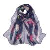 Women Faux Silk Scarf Flower Print Long Soft Scarf Sun Protection Beach Travel Outdoor Lightweight Shawl