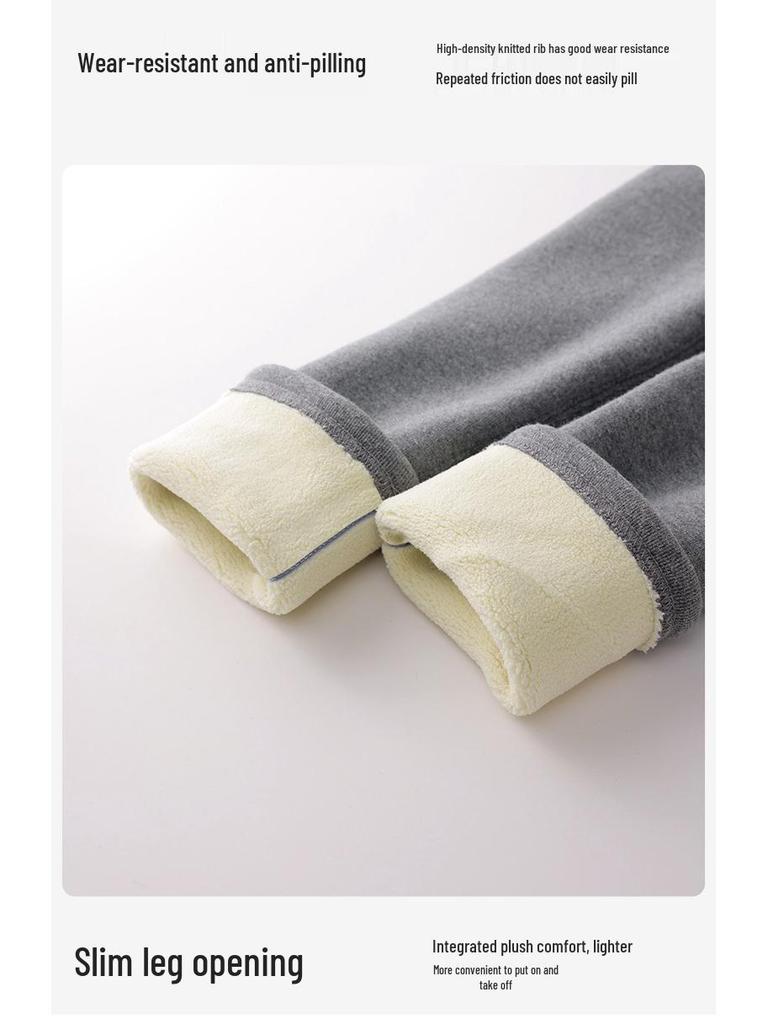 Women's Plus Size Fleece-Lined Lambswool Yoga Pants - Warm Cotton for Autumn/Winter Fitness