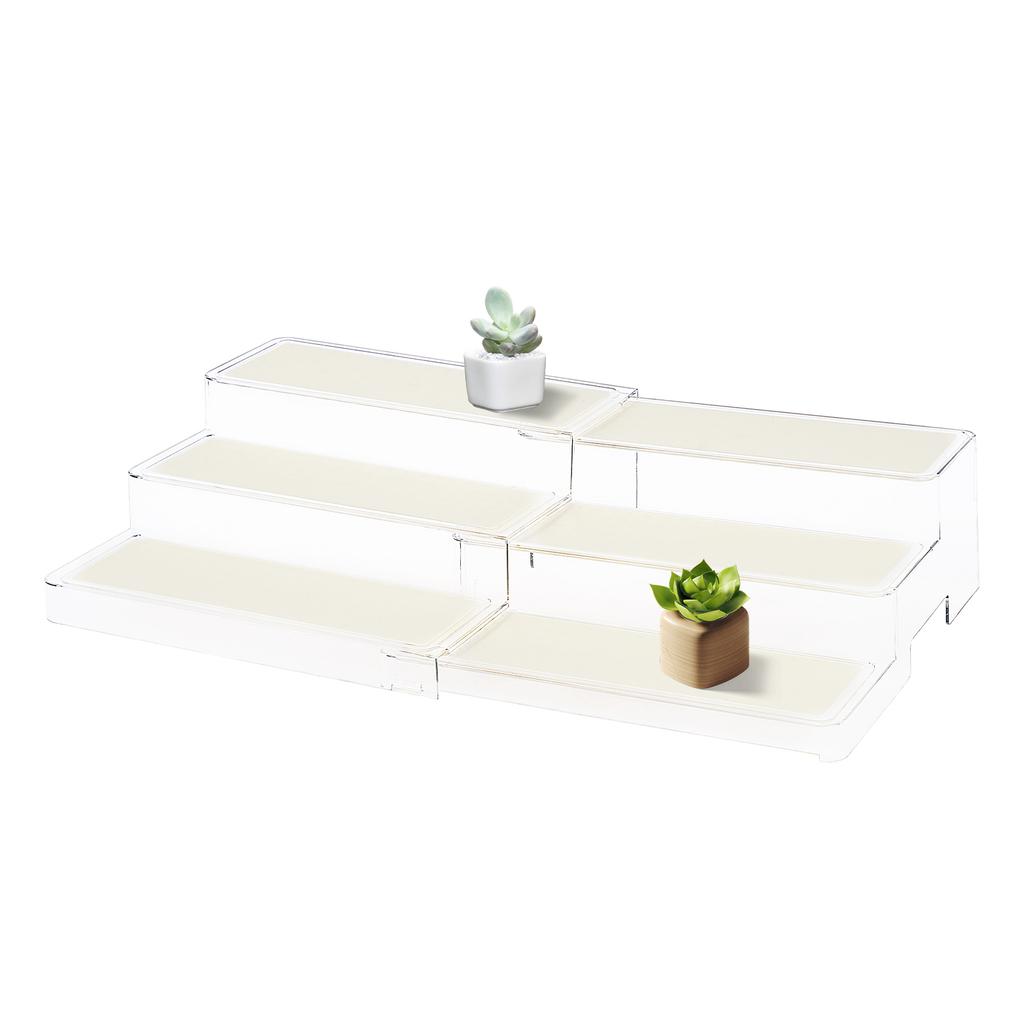 3 Tier Expandable Perfume Organizer Nonslip Tiered Spice Display Stand Versatile Perfume Tabletop Shelf for Kitchen Spice Rack