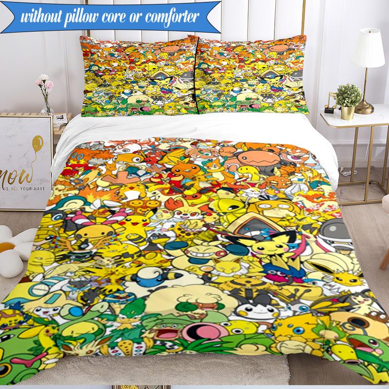 Cute Pika Adventure 3pcs K-pop Music Group Bedding set,Ideal for Bedroom, Dormitory,Including Duvet Cover And 2pcs Pillowcases,Fan Gifts
