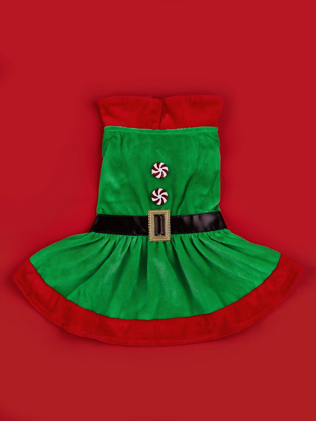 

Dog Spirit Dresses for Small Dogs Clothes Collars Costume Puppy with Belt Candy shaped Buttons Doggie Pet Warm Clothes Soft App XS（old） зелений