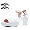 Summer Leather Fish Mouth Women'S High Heel Shoes Dress Sandals Female Woman Sandals Platform