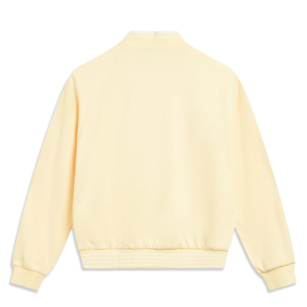 Li-Ning Sports Trend Series Solid Color Stand Collar Versatile Casual Loose Sweatshirt Women sweatshirt AWDV984-2