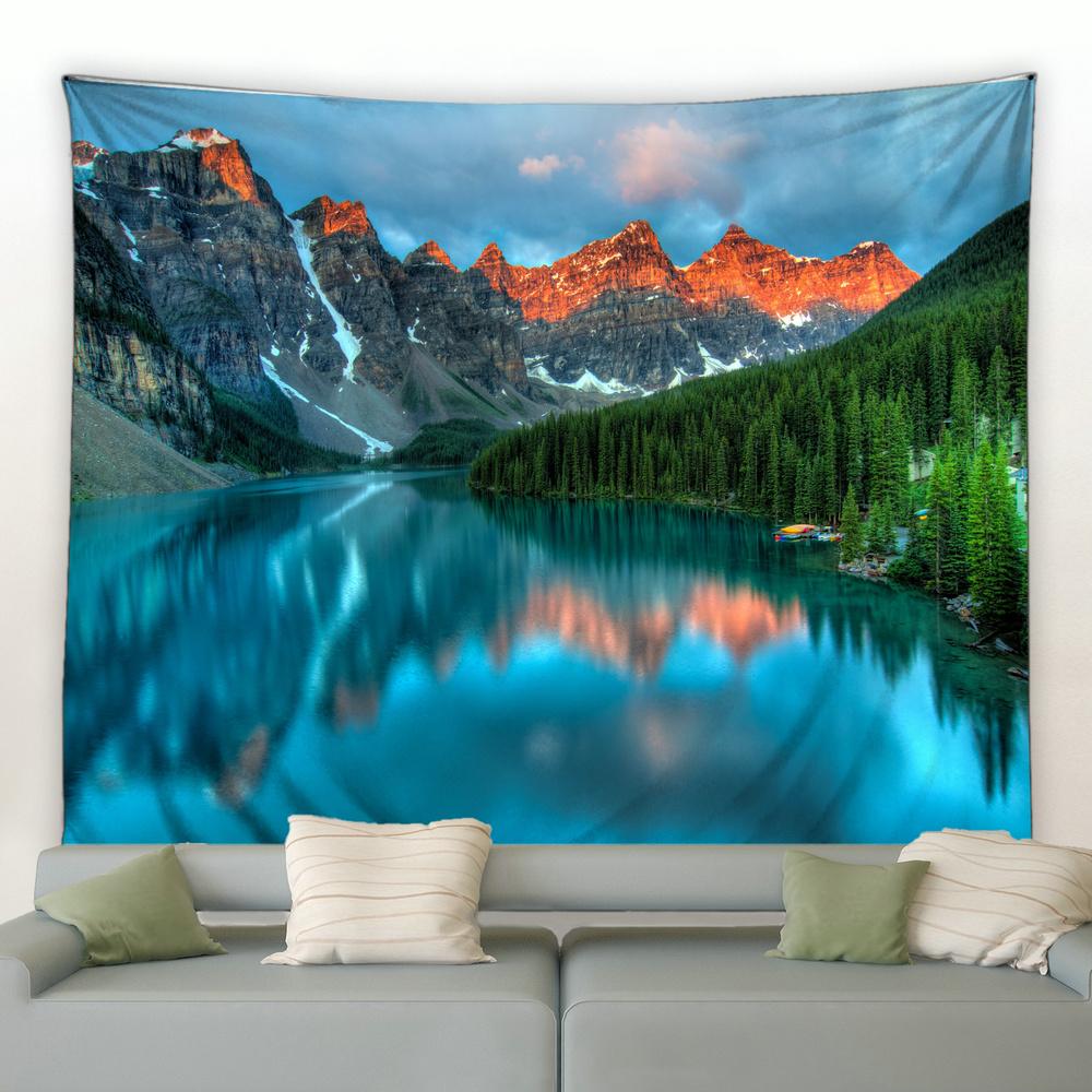 Home Decoration Wall Tapestry White Cloud Room Decoration Curtain Fashion Blue Sky Mountain Lake Art Digital Printing