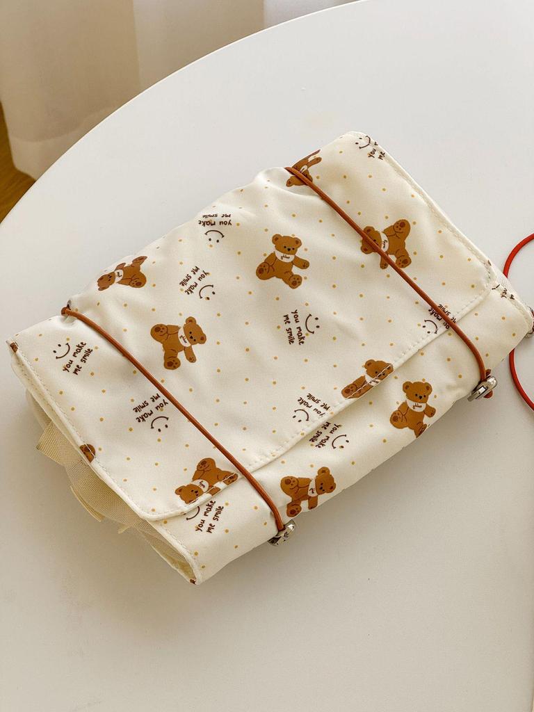 Adorable Bear Cosmetic Travel Bag: Compact, Large-Capacity, and Foldable for Students