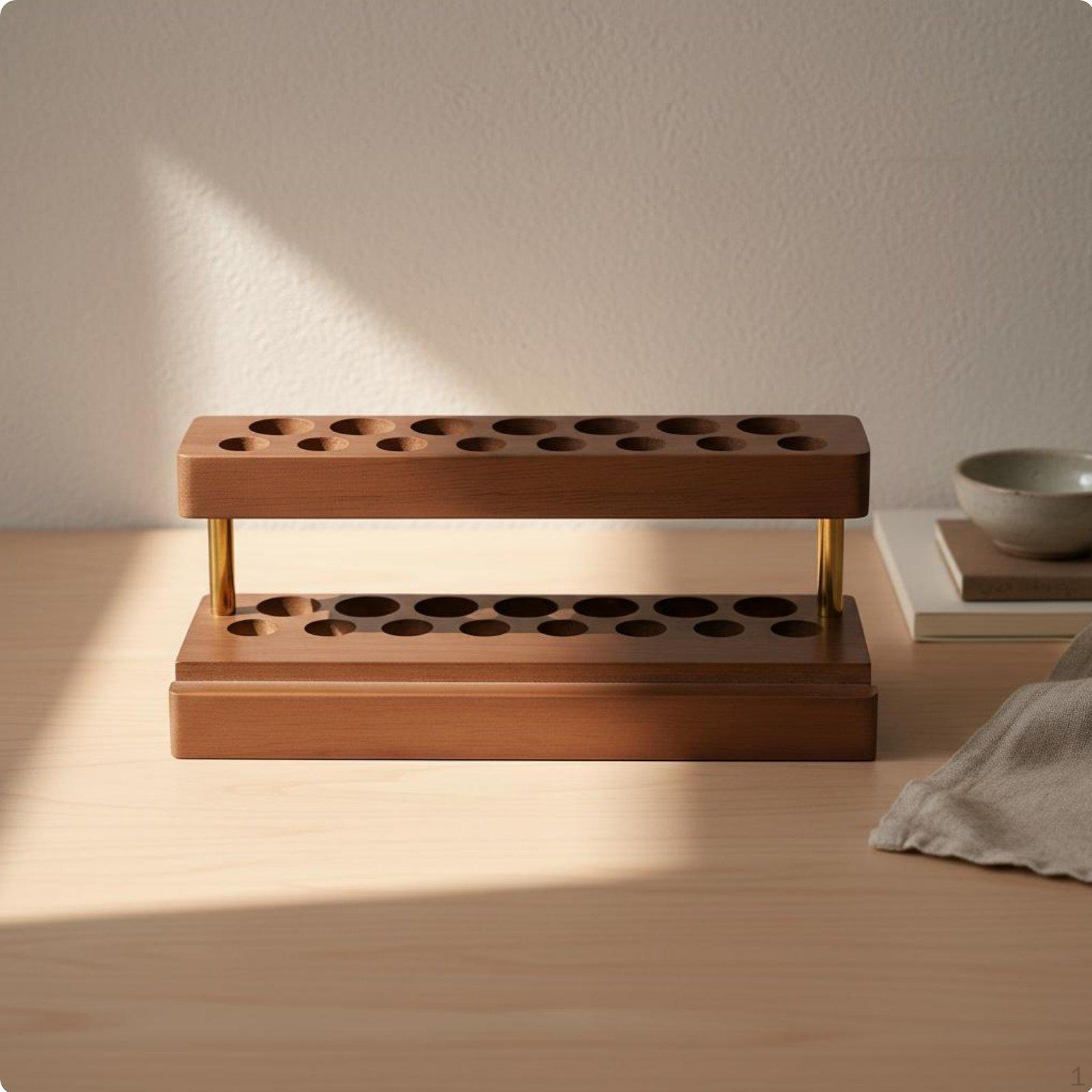 MultiHole Pen Stand Space Saving Wooden Pencil Organizer Wood Desktop Craft Tool Holder for