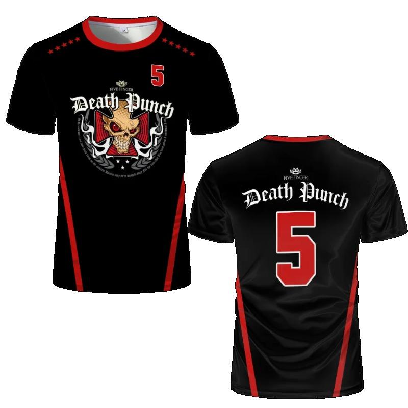 

5FDP Five Finger Death Punch Футболка з черепом 3D-друк Повсякденна з коротким рукавом з матроським коміром Великий розмір Для чоловіків жінок Топи K100