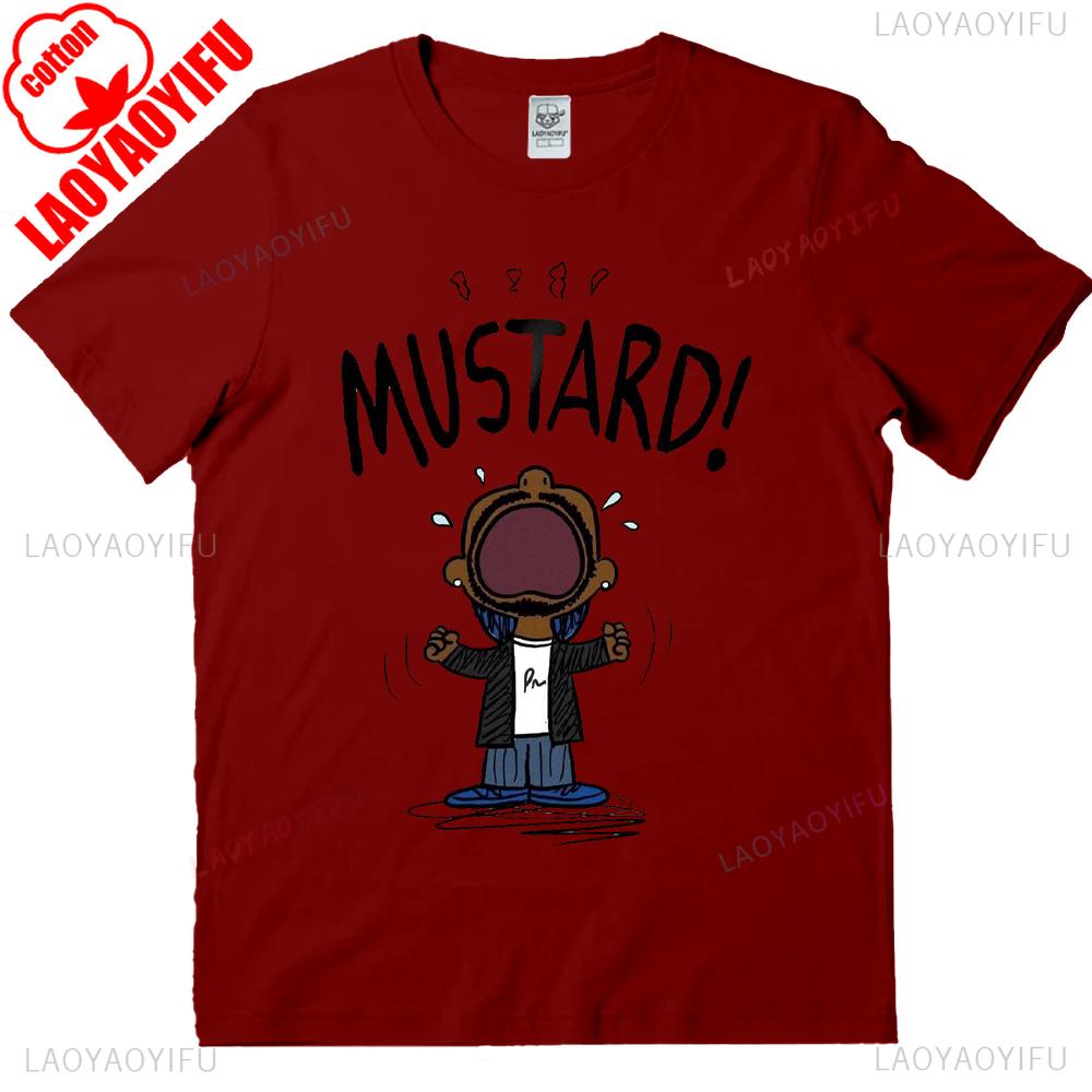 Kendrick Lamar MUSTARD Meme Shirt Neu Viral GNX Album Referenz Tops Hip Hop Musik Grafik T-Shirts Mustard Lamar Kurzarm