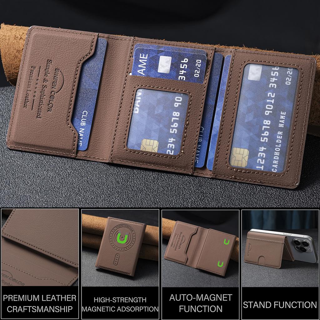 EUCAGR Artificial leather credit card magnetic elastic wallet(5 card slot)with strong magnetic accessories | ID card clip wallet