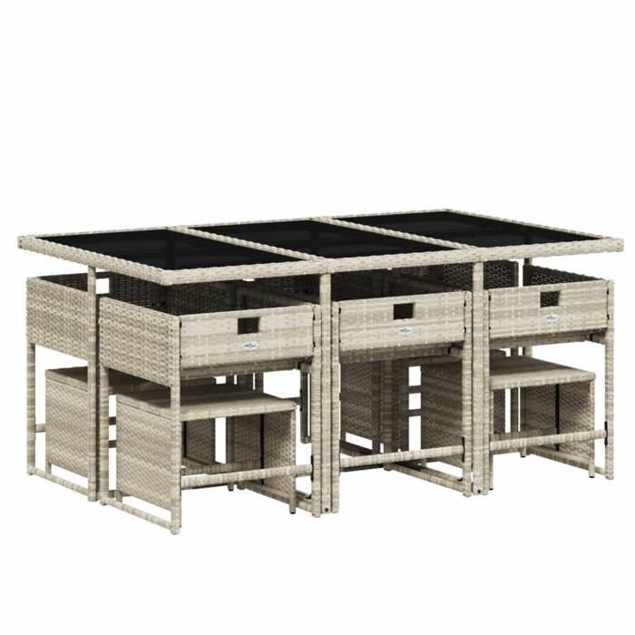 VidaXL Ensemble à Manger de Jardin avec Coussins 11 pcs, Table et Chaise de Terrasse, Meubles de Patio, Mobilier 3211331
