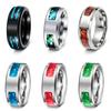 Men's Fashion Titanium Steel Opal Ring with Personalized Laser Engraving Option