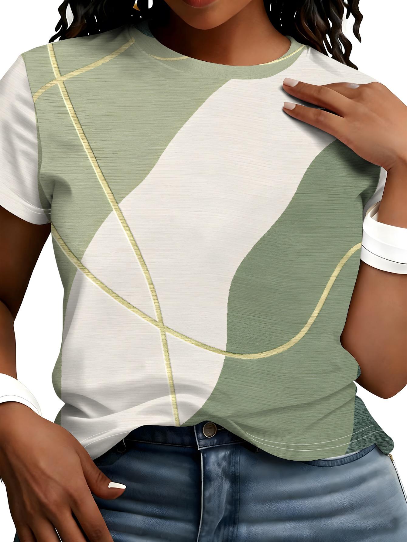 

[Printed Design- No Texture] Korean-style Gentle Geometric Line-themed T-shirt with All-over Print Design. Perfect for a Sweet Everyday Look. Creating 3XL дубильная кора