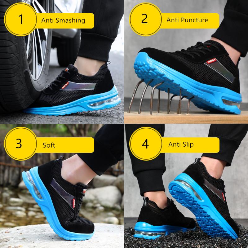 summer breathable mesh safety shoes anti puncture safety sneakers steel toe work boots construction work shoes for man women