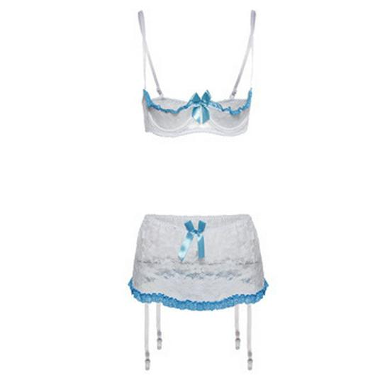 Steel Ring Passionate Fun Lingerie with Bow Lace Half Cup