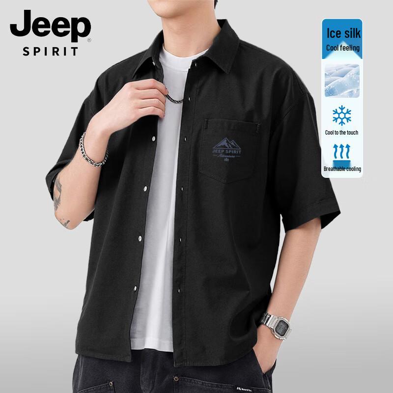JEEP SPIRIT Men s Ice Silk Quick-Dry Casual Shirt 3XL