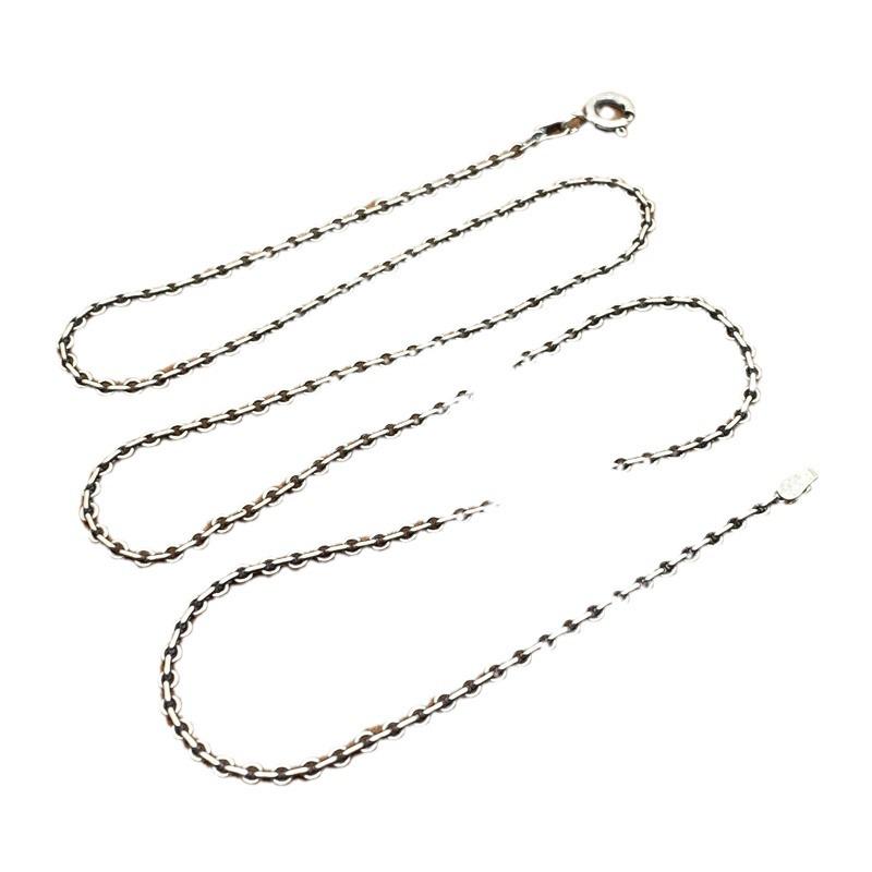 

Винтажное ожерелье-цепочка из стерлингового серебра 925 пробы с оксидированным крестом для мужчин и женщин - Простая тайская серебряная цепочка для ключиц 2mm 60cm square clasp