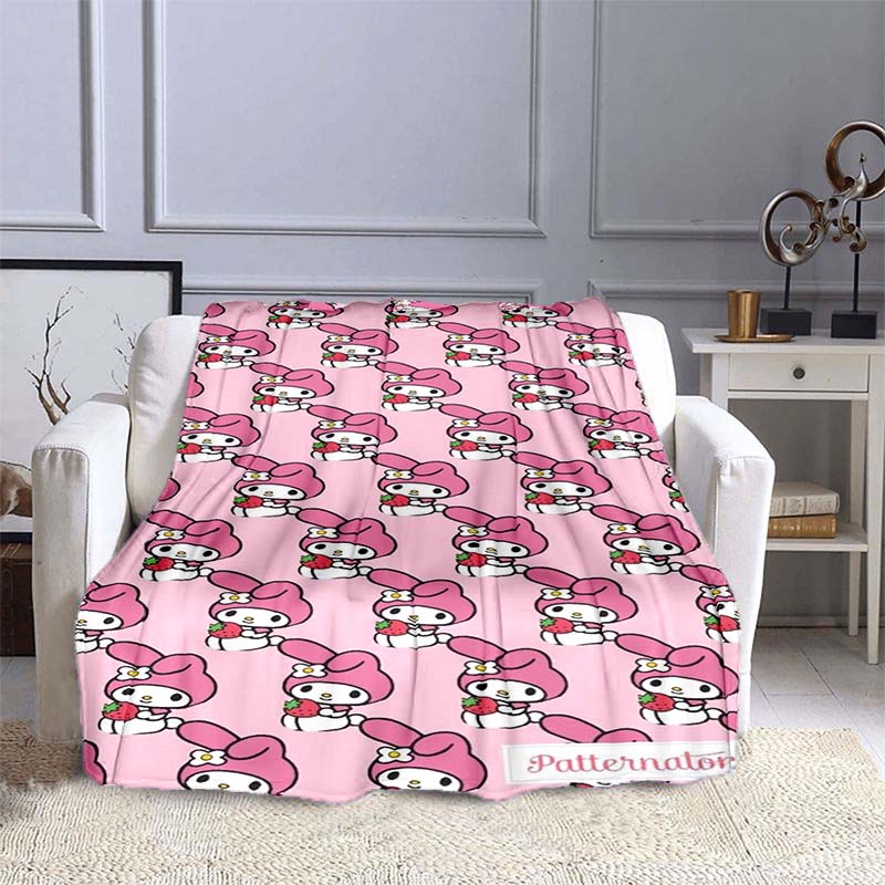 This 3D Adorable My Melody and Cinnamoroll Cartoon Flannel Blanket Is Comfortable and Soft, Suitable for Use In Bedrooms, Beds,