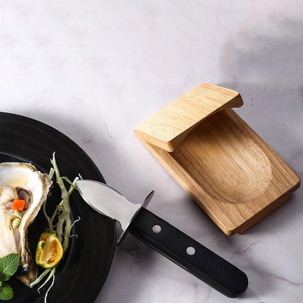 Oyster Shucking Opener Shucker Seafood Clamp Holder Shellfish Hand Clam Shellcrab Sheller Wood Opening Clip Oyster Wood Tray